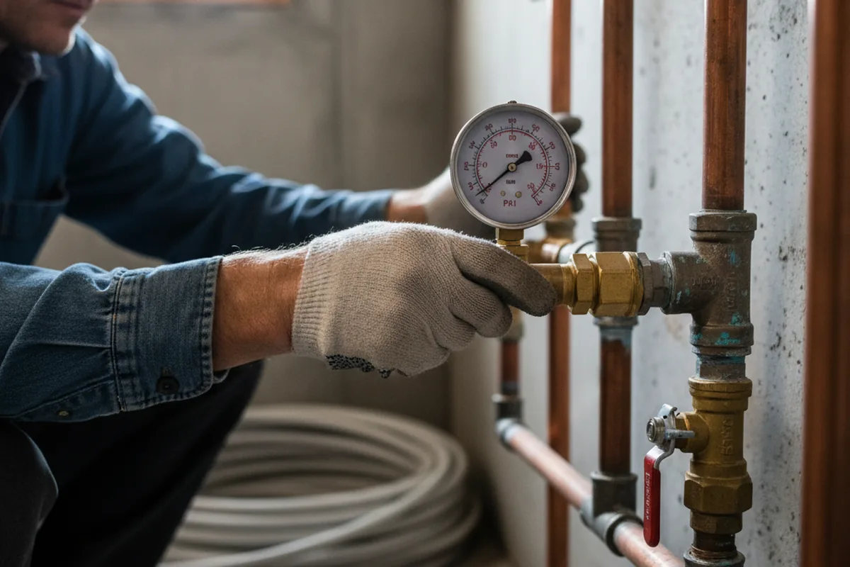 Pressure testing a repaired line during Water Line Repair in Prescott